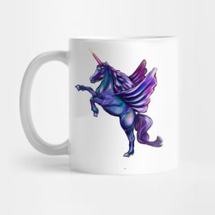 Unicorn  light background - sparkly, glittery, magical, winged unicorn Mug